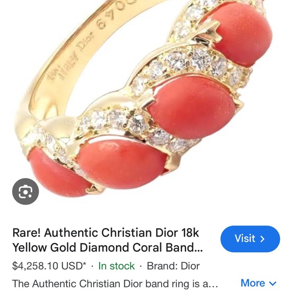 Dior 750 18k gold coral ring - Picture 8 of 9